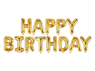 Scritta di palloncini Happy Birthday gold